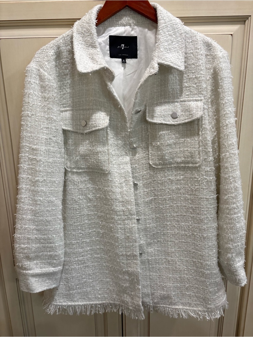7 For All Mankind White Tweed Blazer with Signature Label